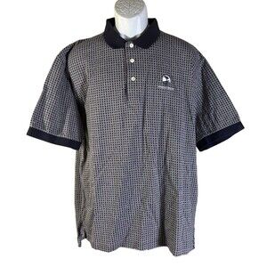 PEBBLE BEACH COLLECTION Men's Short Sleeve Button Down Golf Polo Shirt Large